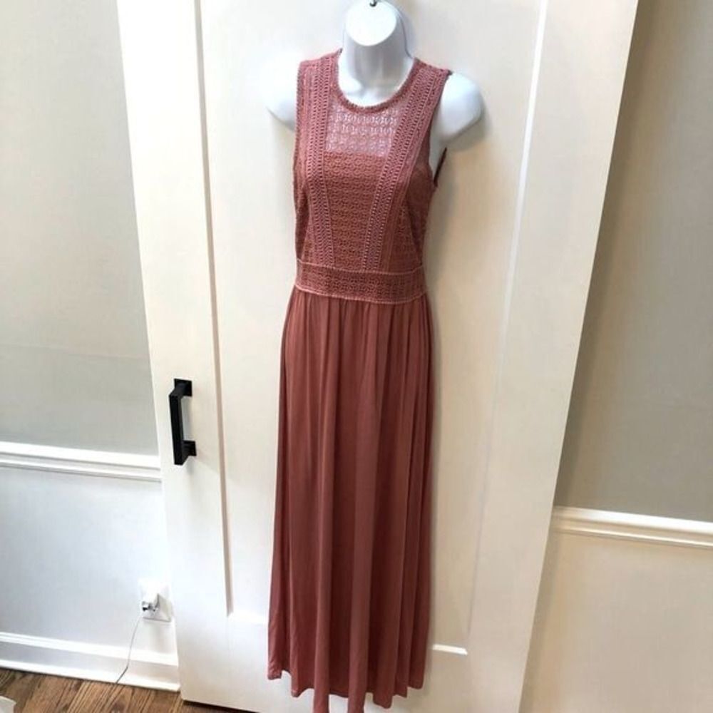 H&M dusty rose pink crochet knit maxi dress woman’s size Xs